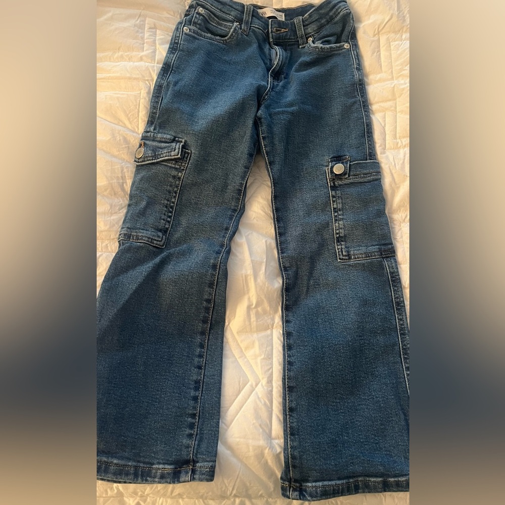 Zara Dark Denim Cargo Pants